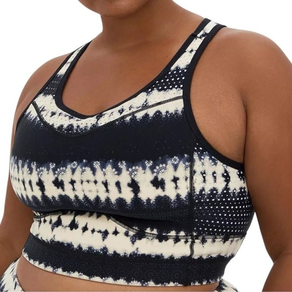 Torrid Active Sports Bra Black Cream Tie Dye Racerback Size M‎ / 00 Longline - Picture 2 of 10